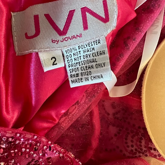 JVN by Jovani size 2 pink glitter gown with beading - Picture 7 of 8
